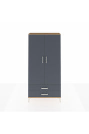 Arges Dolap Tek Raflı 2 Çekmeceli Tek Askılı 88x30x182 Çam-Antrasit