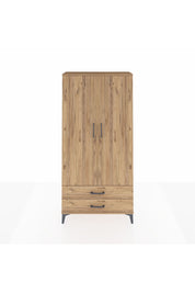 Arges Dolap Tek Raflı 2 Çekmeceli Tek Askılı 88x30x182 Çam-Çam
