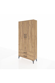 Arges Dolap Tek Raflı 2 Çekmeceli Tek Askılı 88x30x182 Çam-Çam