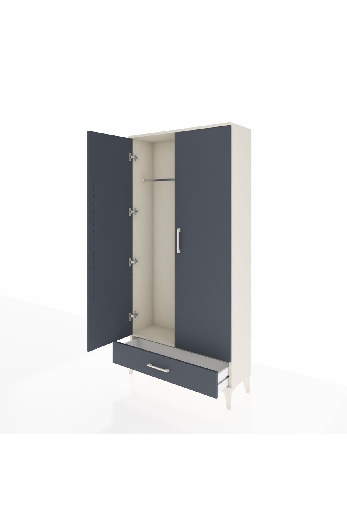 Arges Dolap Tek Raflı Tek Çekmeceli Tek Askılı 88x30x182 Aytaşı-Antrasit