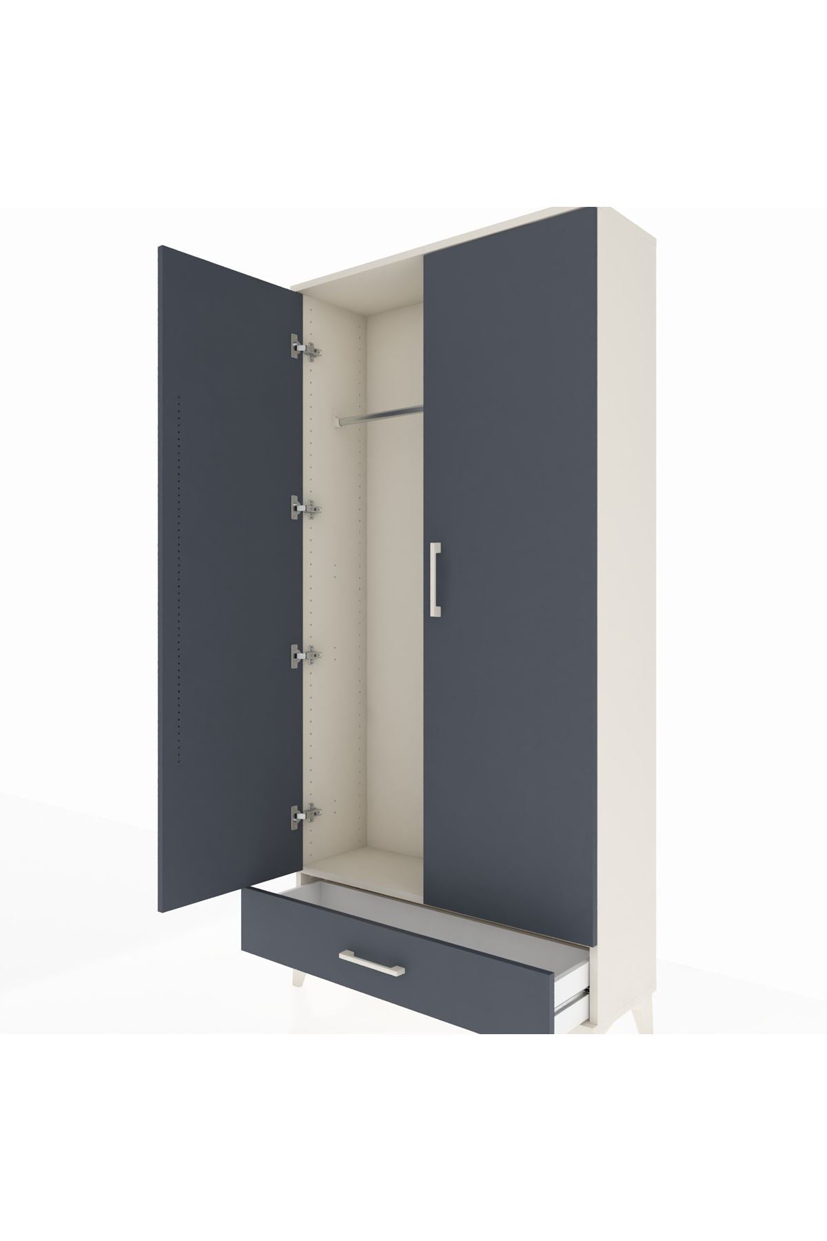 Arges Dolap Tek Raflı Tek Çekmeceli Tek Askılı 88x30x182 Aytaşı-Antrasit