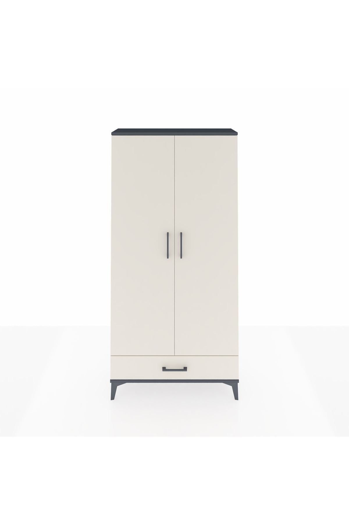 Arges Dolap Tek Raflı Tek Çekmeceli Tek Askılı 88x30x182 Antrasit-Aytaşı