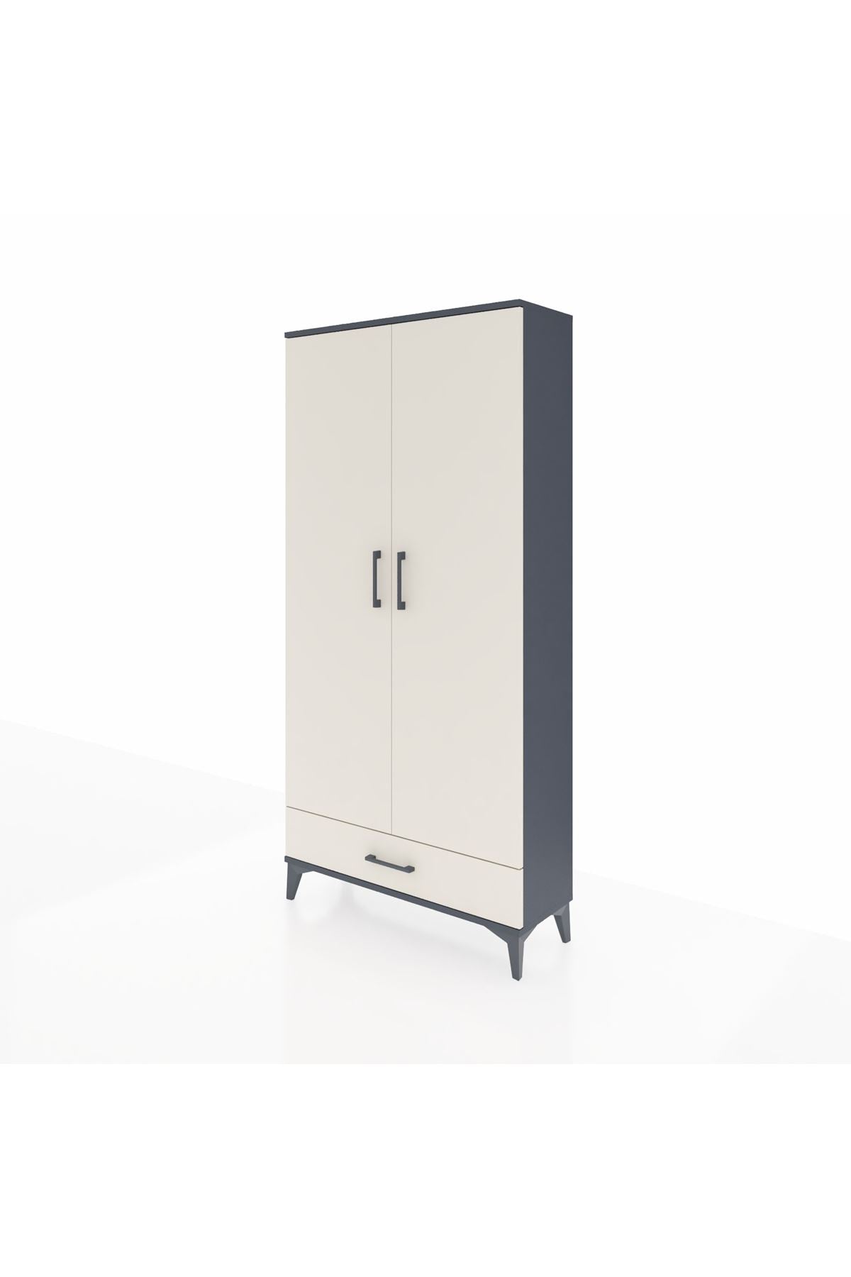 Arges Dolap Tek Raflı Tek Çekmeceli Tek Askılı 88x30x182 Antrasit-Aytaşı