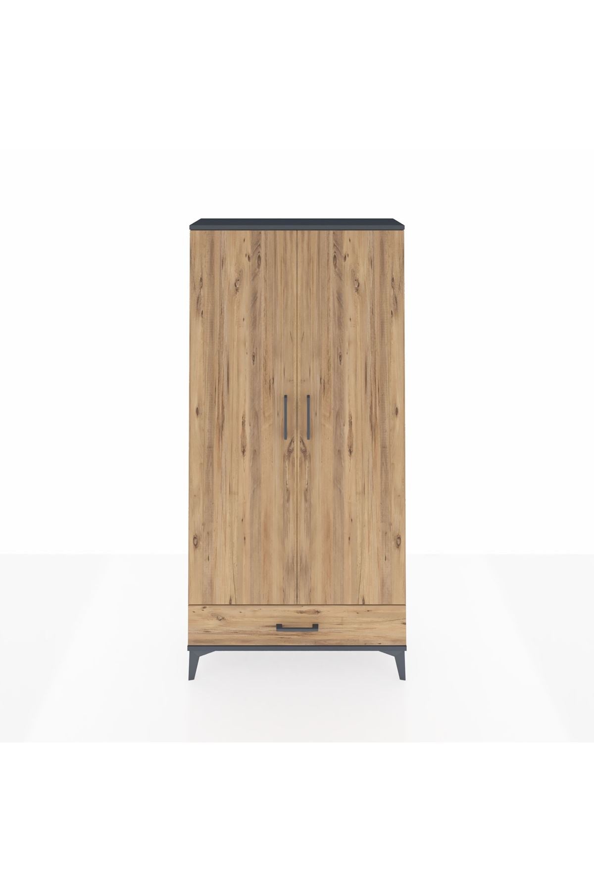 Arges Dolap Tek Raflı Tek Çekmeceli Tek Askılı 88x30x182 Antrasit-Çam