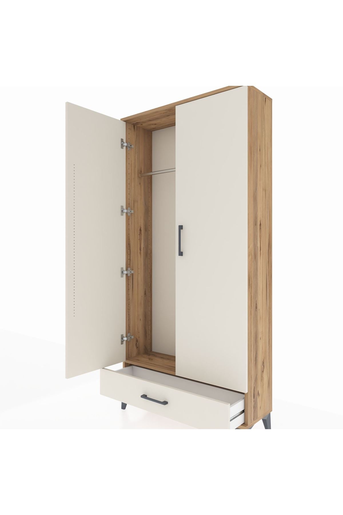 Arges Dolap Tek Raflı Tek Çekmeceli Tek Askılı 88x30x182 Çam-Aytaşı