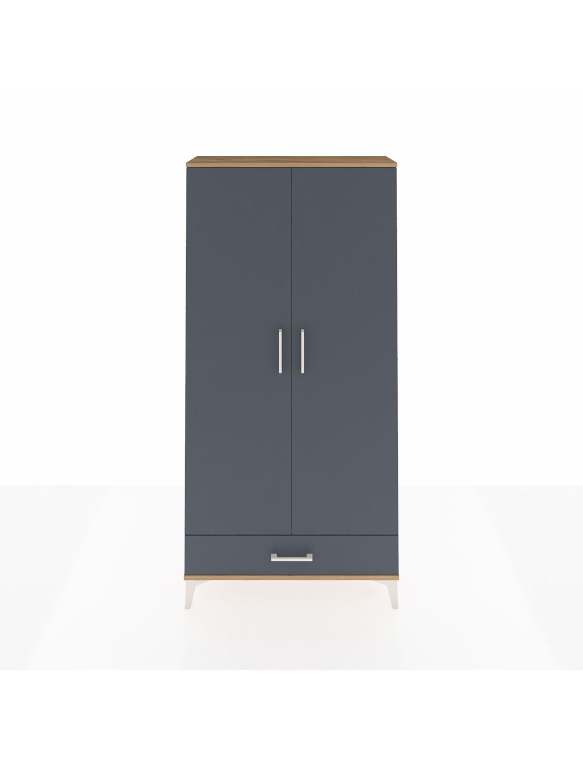 Arges Dolap Tek Raflı Tek Çekmeceli Tek Askılı 88x30x182 Çam-Antrasit