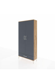 Arges Dolap Tek Raflı Tek Çekmeceli Tek Askılı 88x30x182 Çam-Antrasit