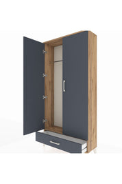 Arges Dolap Tek Raflı Tek Çekmeceli Tek Askılı 88x30x182 Çam-Antrasit