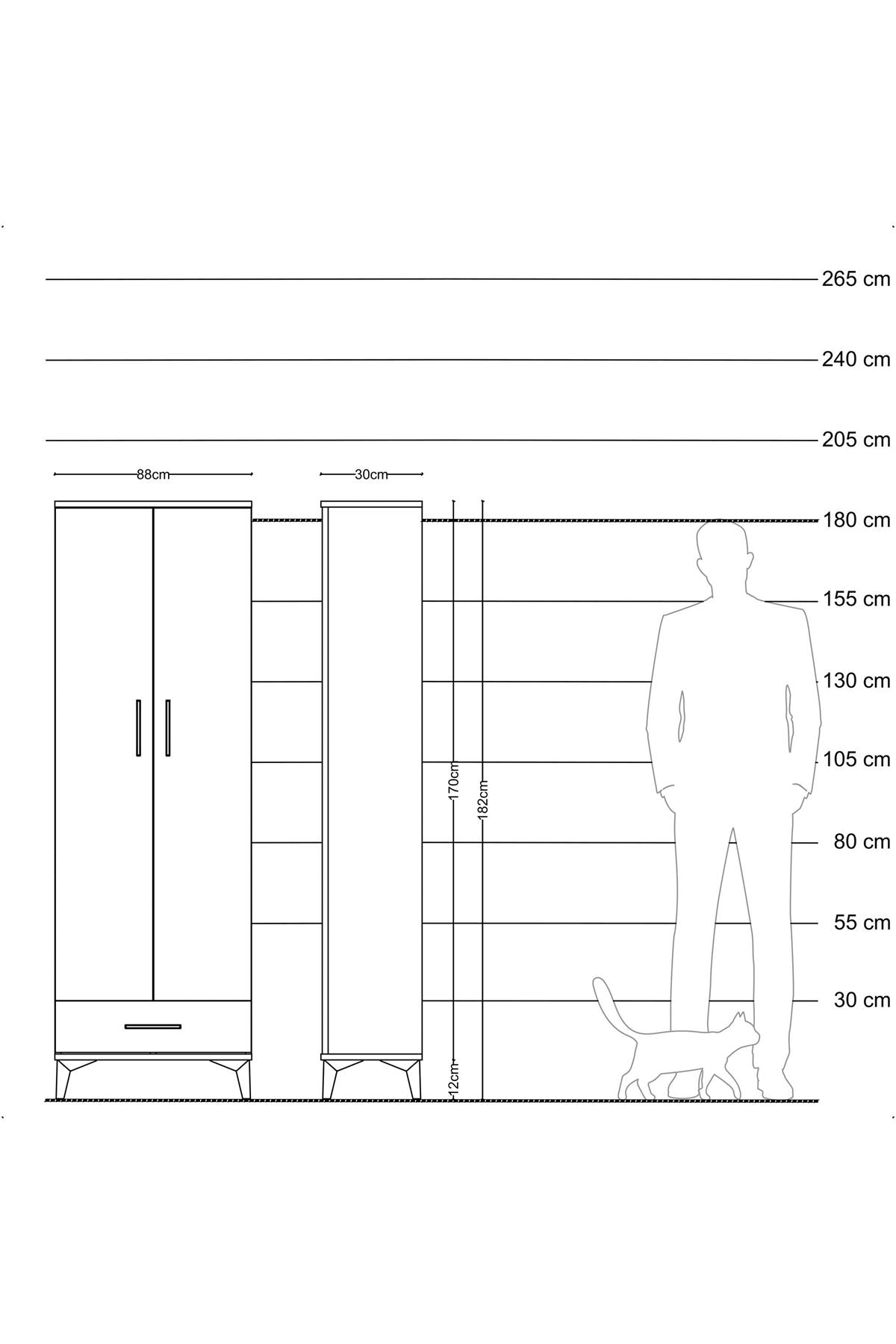 Arges Dolap Tek Raflı Tek Çekmeceli Tek Askılı 88x30x182 - S24M030V8A