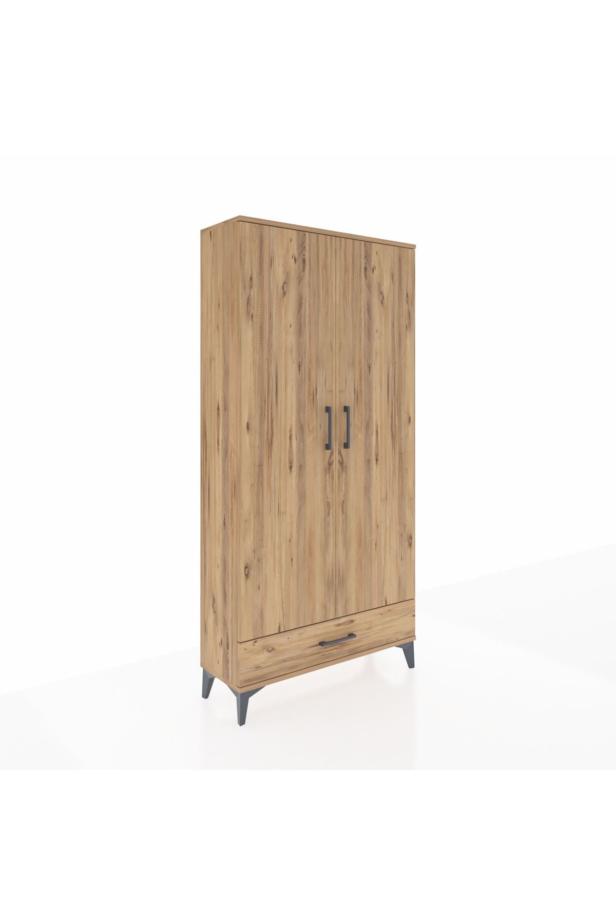 Arges Dolap Tek Raflı Tek Çekmeceli Tek Askılı 88x30x182 Çam-Çam