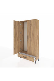Arges Dolap Tek Raflı Tek Çekmeceli Tek Askılı 88x30x182 Çam-Çam