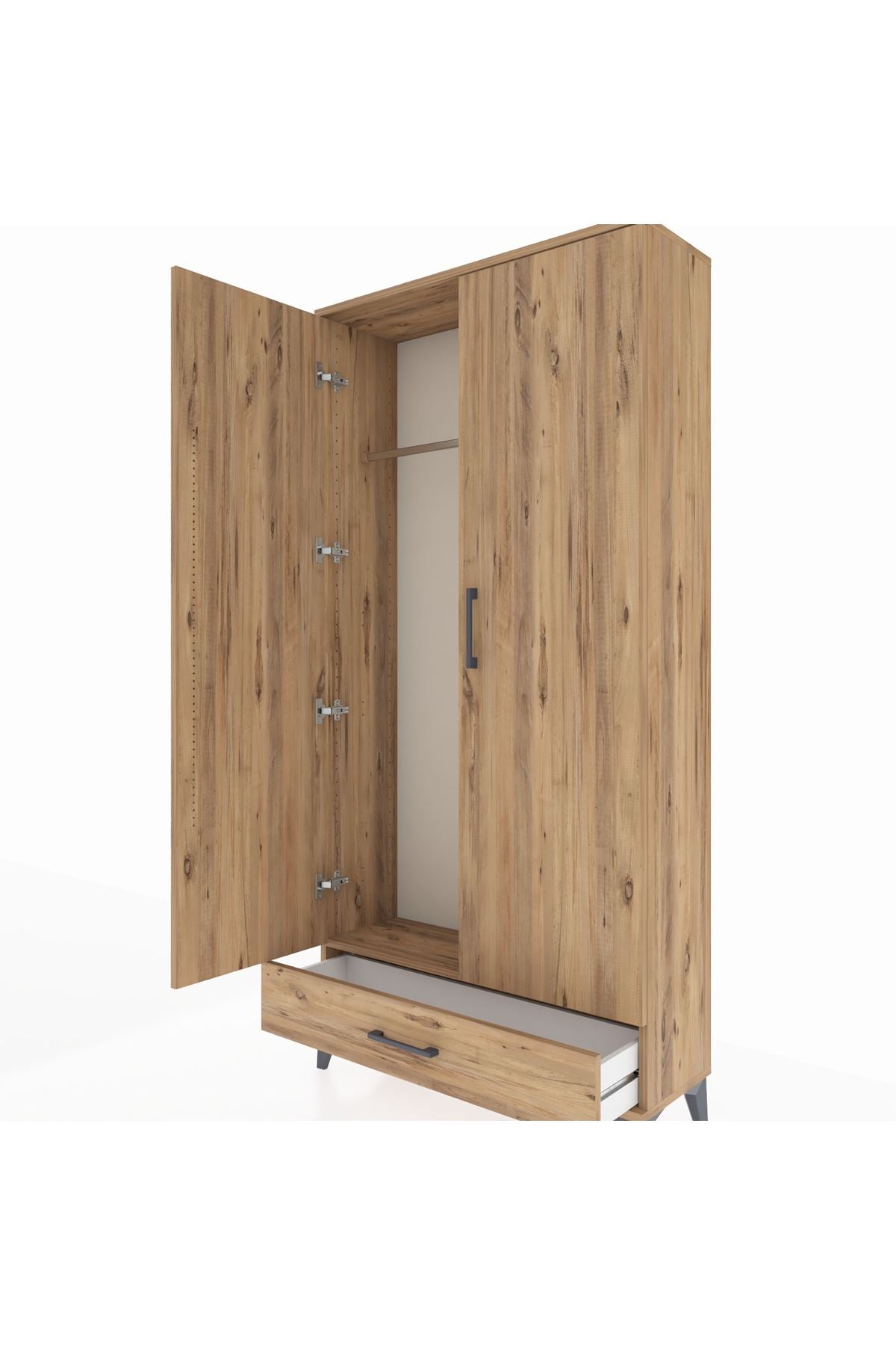 Arges Dolap Tek Raflı Tek Çekmeceli Tek Askılı 88x30x182 Çam-Çam