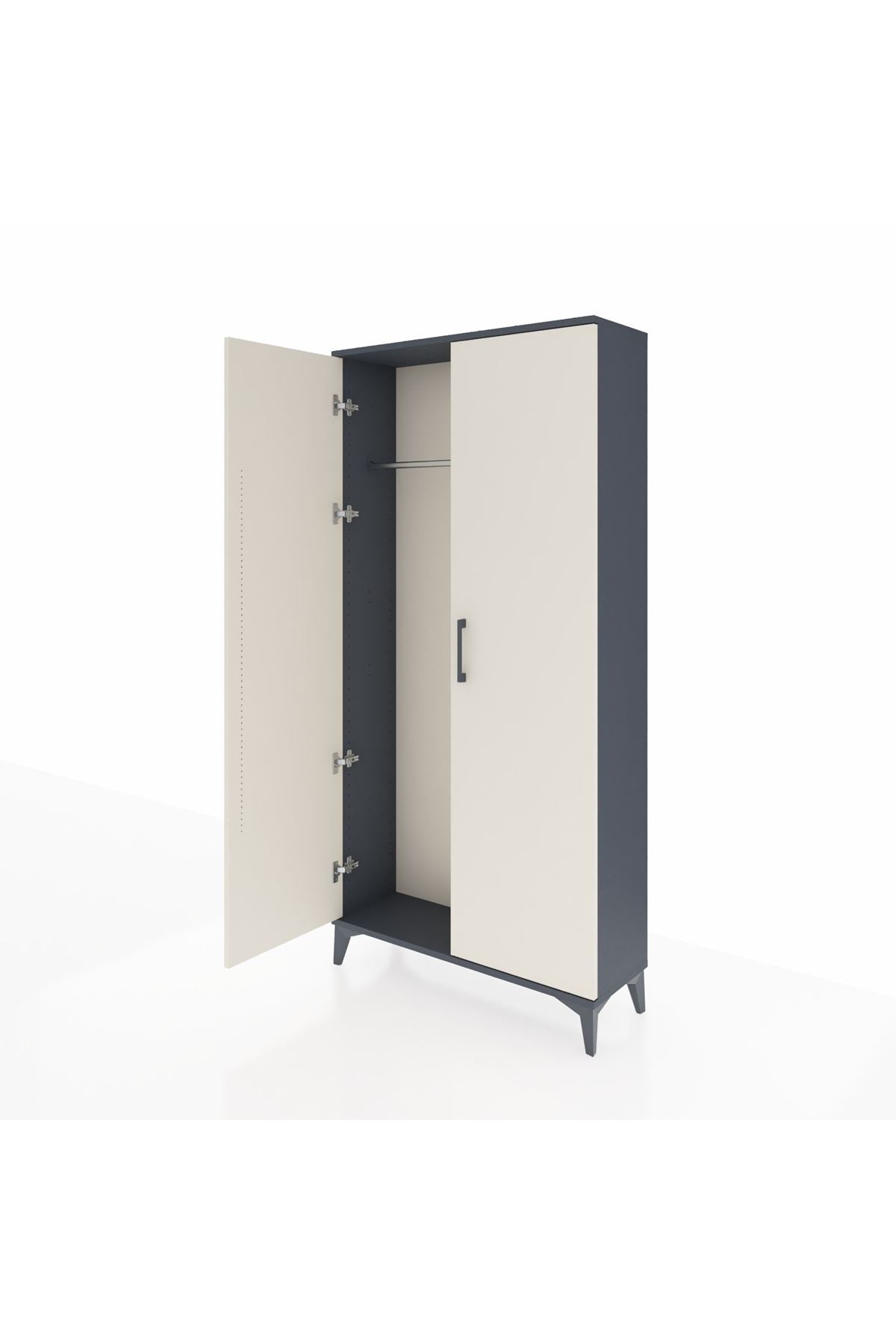 Arges Dolap 2 Kapaklı Tek Askılı 88x30x182 Antrasit-Aytaşı
