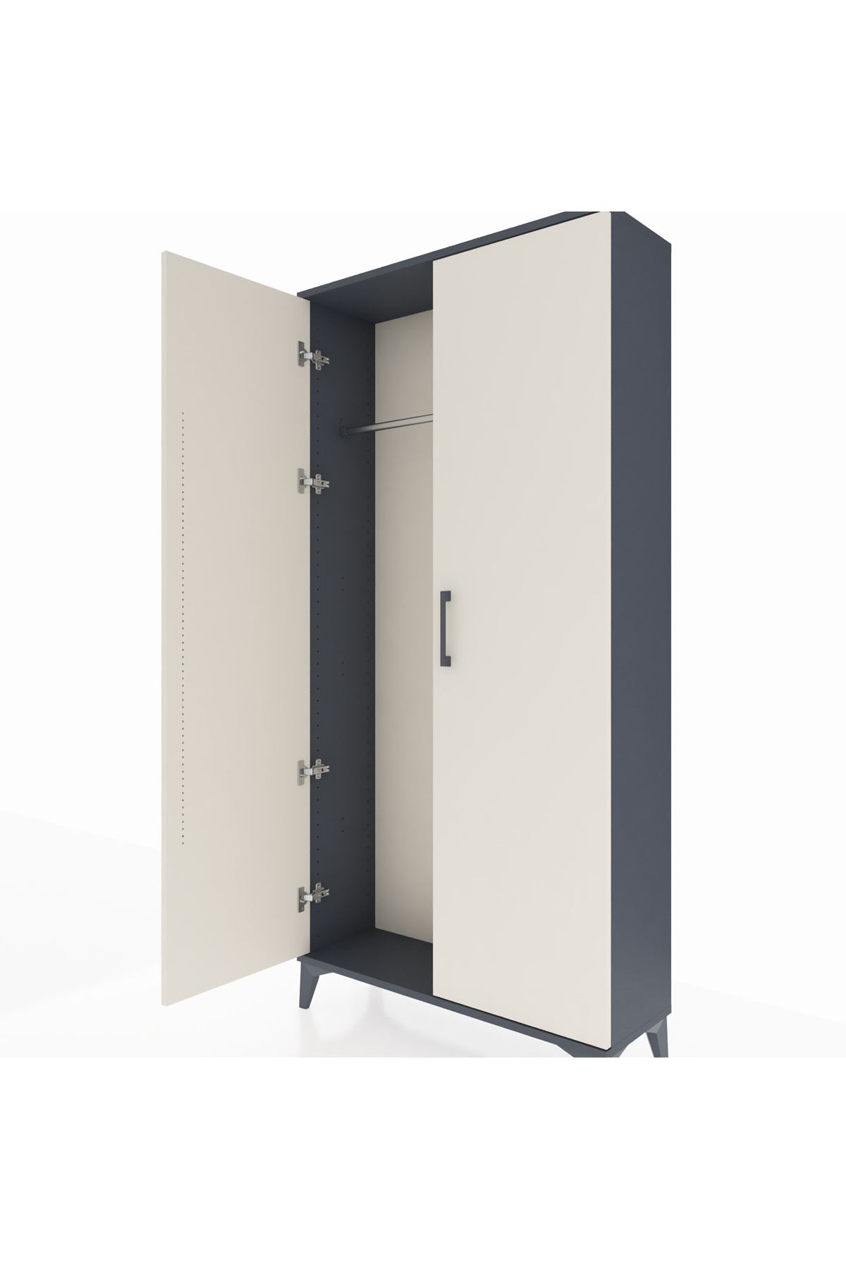 Arges Dolap 2 Kapaklı Tek Askılı 88x30x182 Antrasit-Aytaşı