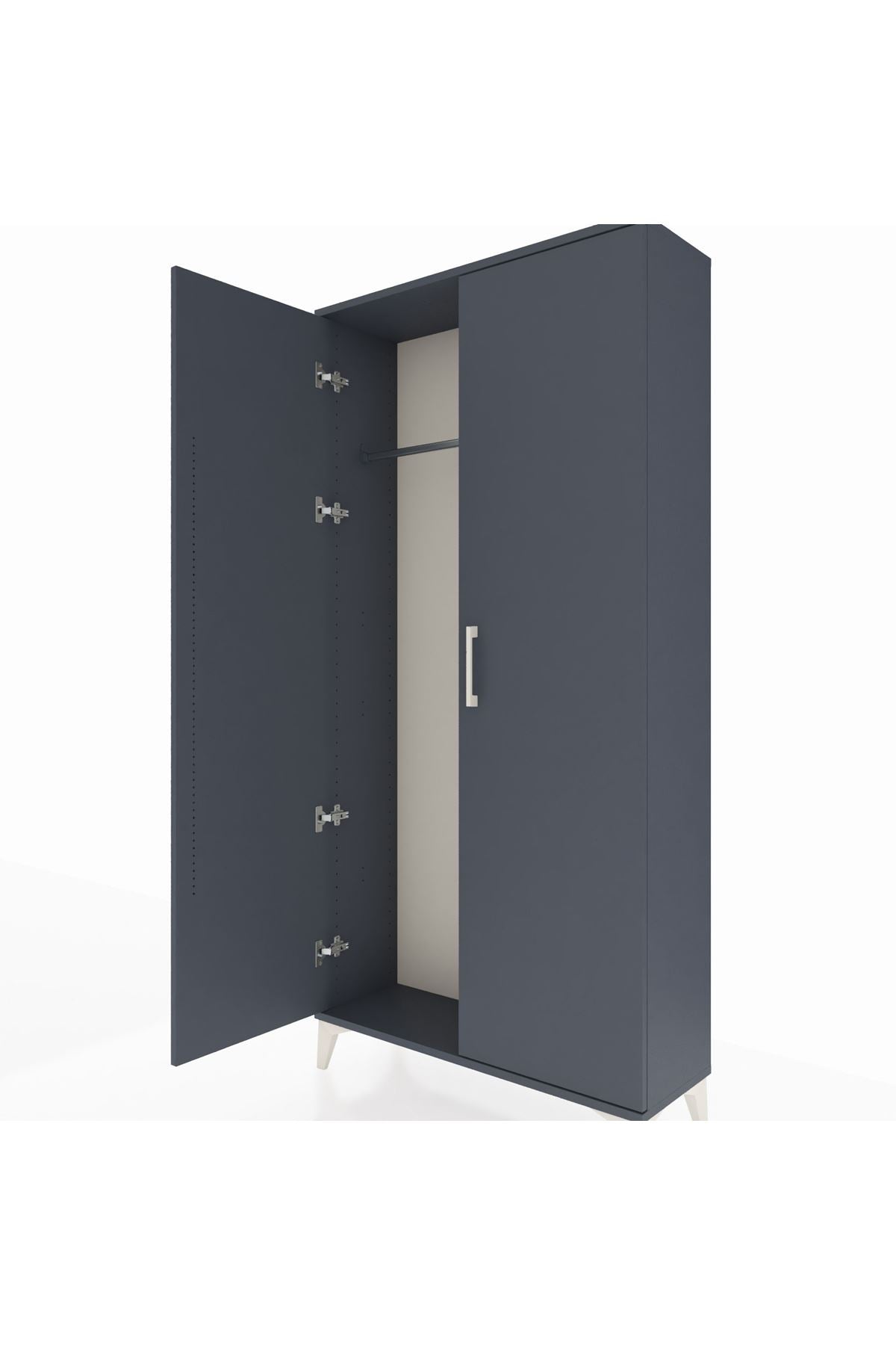 Arges Dolap 2 Kapaklı Tek Askılı 88x30x182 Antrasit-Antrasit
