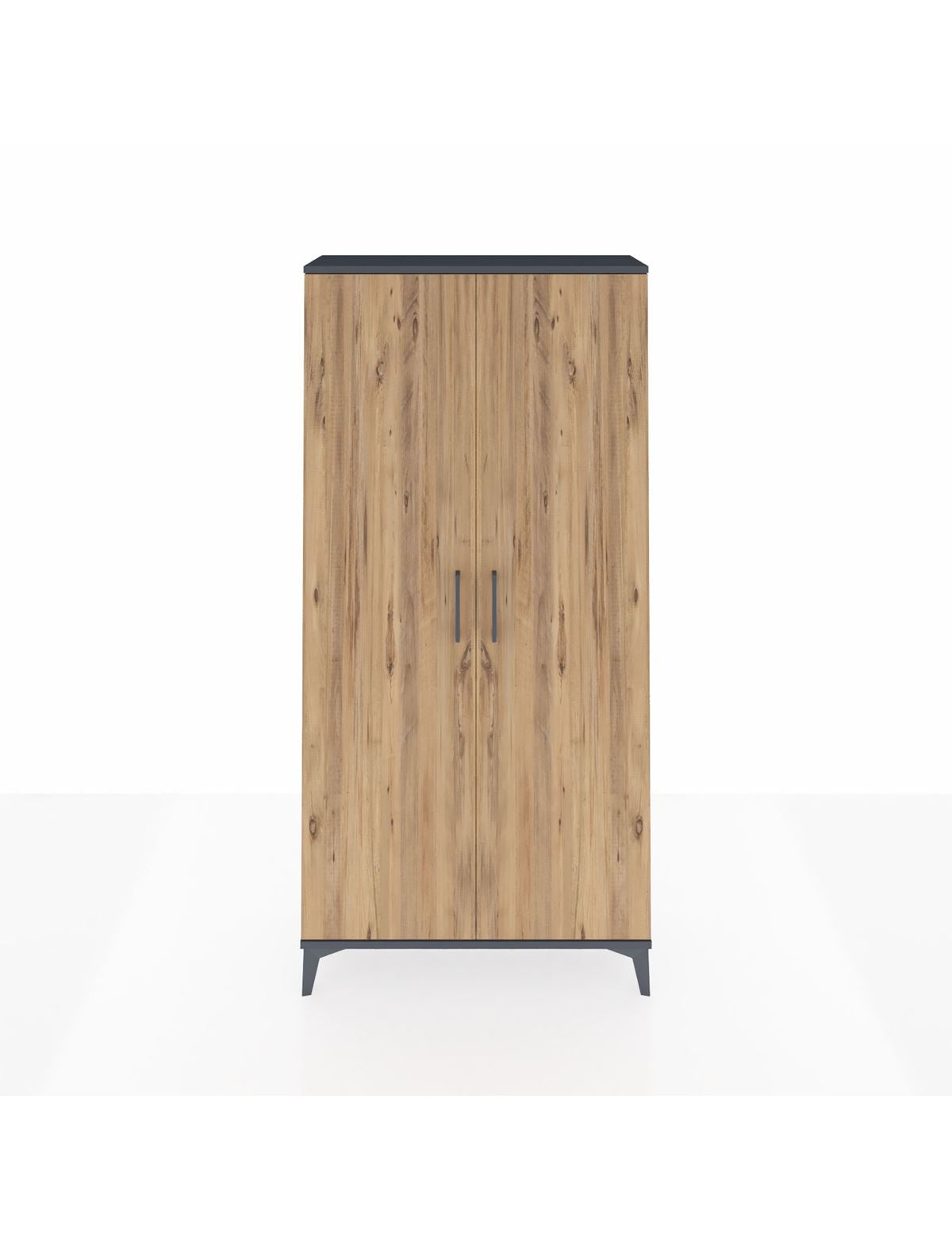 Arges Dolap 2 Kapaklı Tek Askılı 88x30x182 Antrasit-Çam