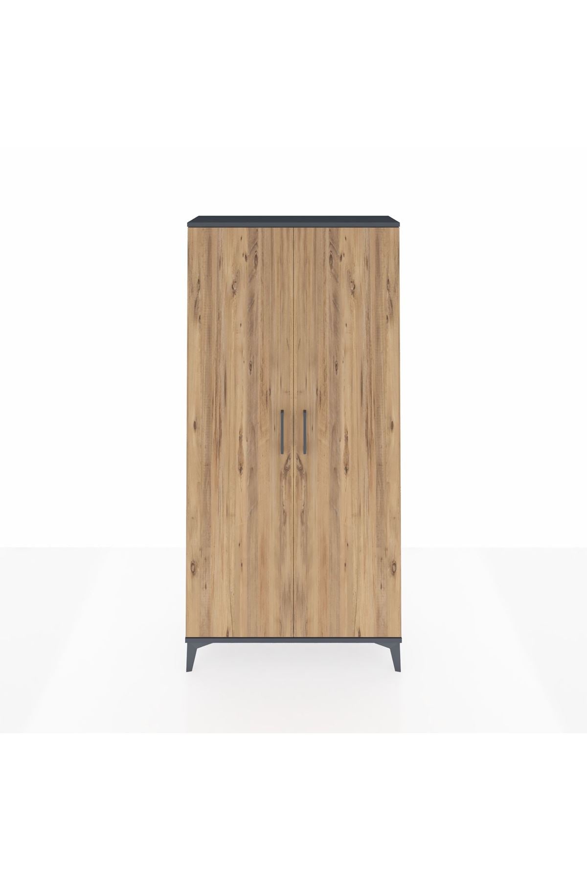 Arges Dolap 2 Kapaklı Tek Askılı 88x30x182 Antrasit-Çam