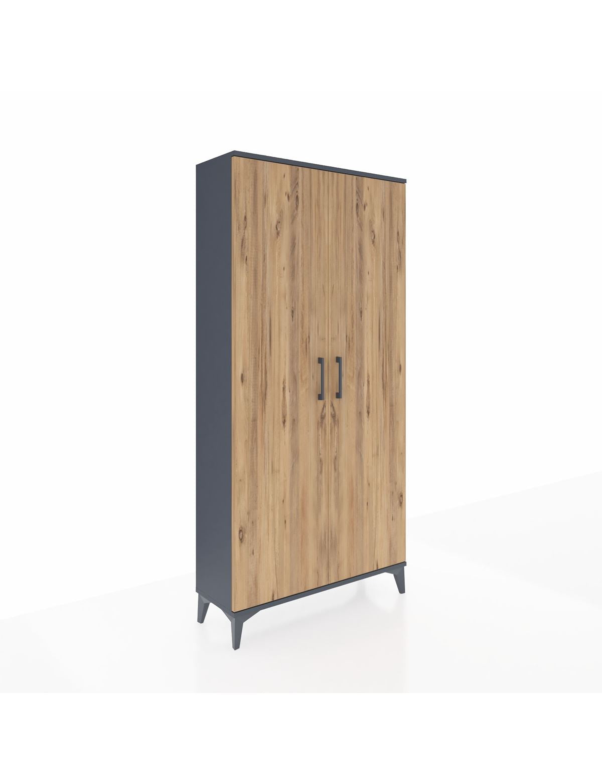 Arges Dolap 2 Kapaklı Tek Askılı 88x30x182 Antrasit-Çam