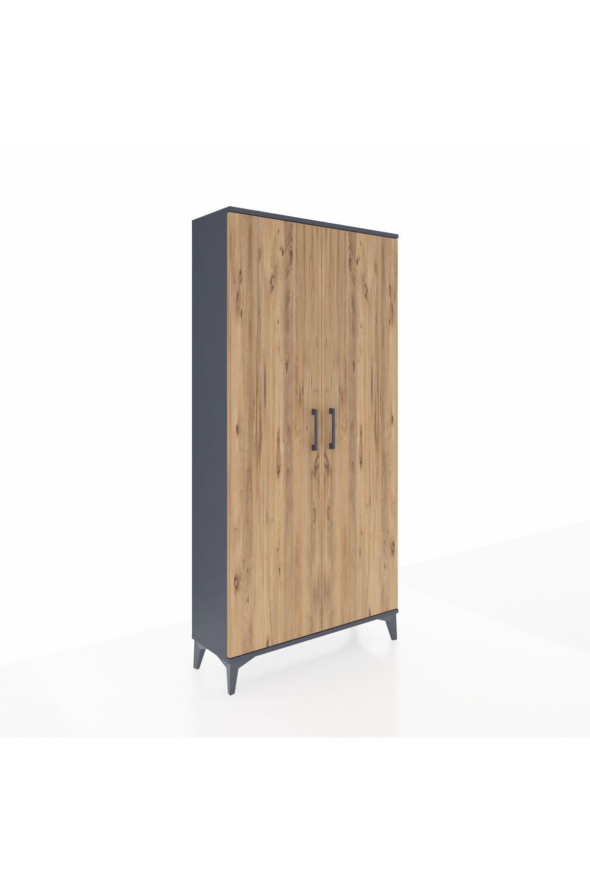 Arges Dolap 2 Kapaklı Tek Askılı 88x30x182 Antrasit-Çam