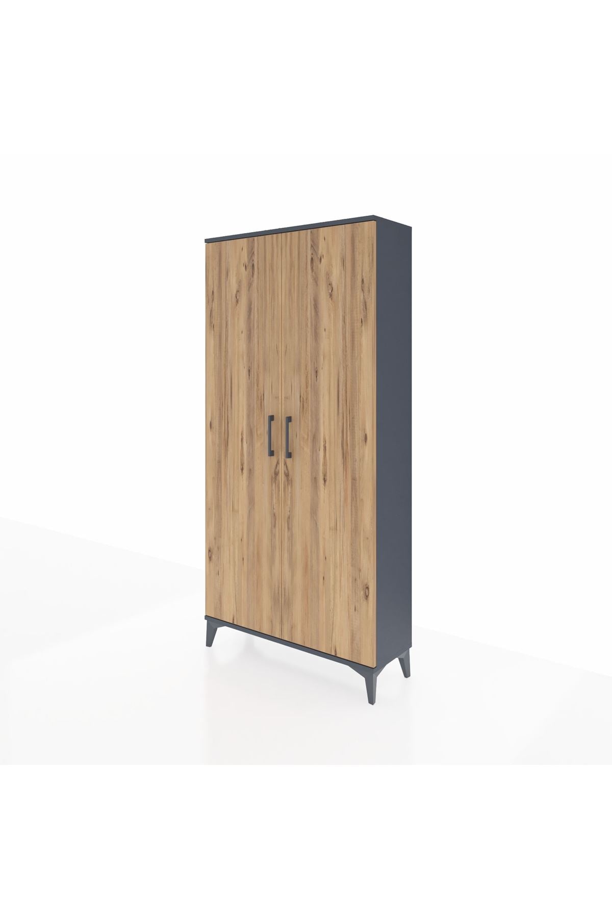 Arges Dolap 2 Kapaklı Tek Askılı 88x30x182 Antrasit-Çam