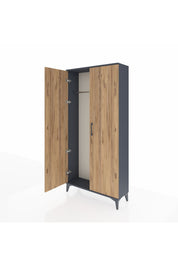 Arges Dolap 2 Kapaklı Tek Askılı 88x30x182 Antrasit-Çam