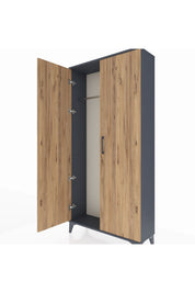 Arges Dolap 2 Kapaklı Tek Askılı 88x30x182 Antrasit-Çam
