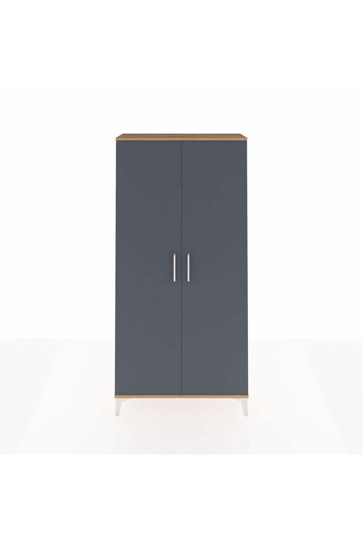 Arges Dolap 2 Kapaklı Tek Askılı 88x30x182 Çam-Antrasit