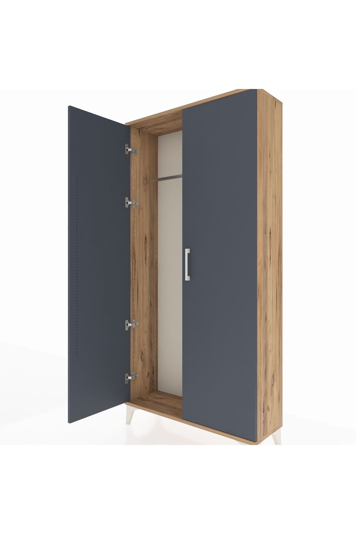 Arges Dolap 2 Kapaklı Tek Askılı 88x30x182 Çam-Antrasit