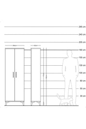 Arges Dolap 2 Kapaklı Tek Askılı 88x30x182 Çam-Antrasit