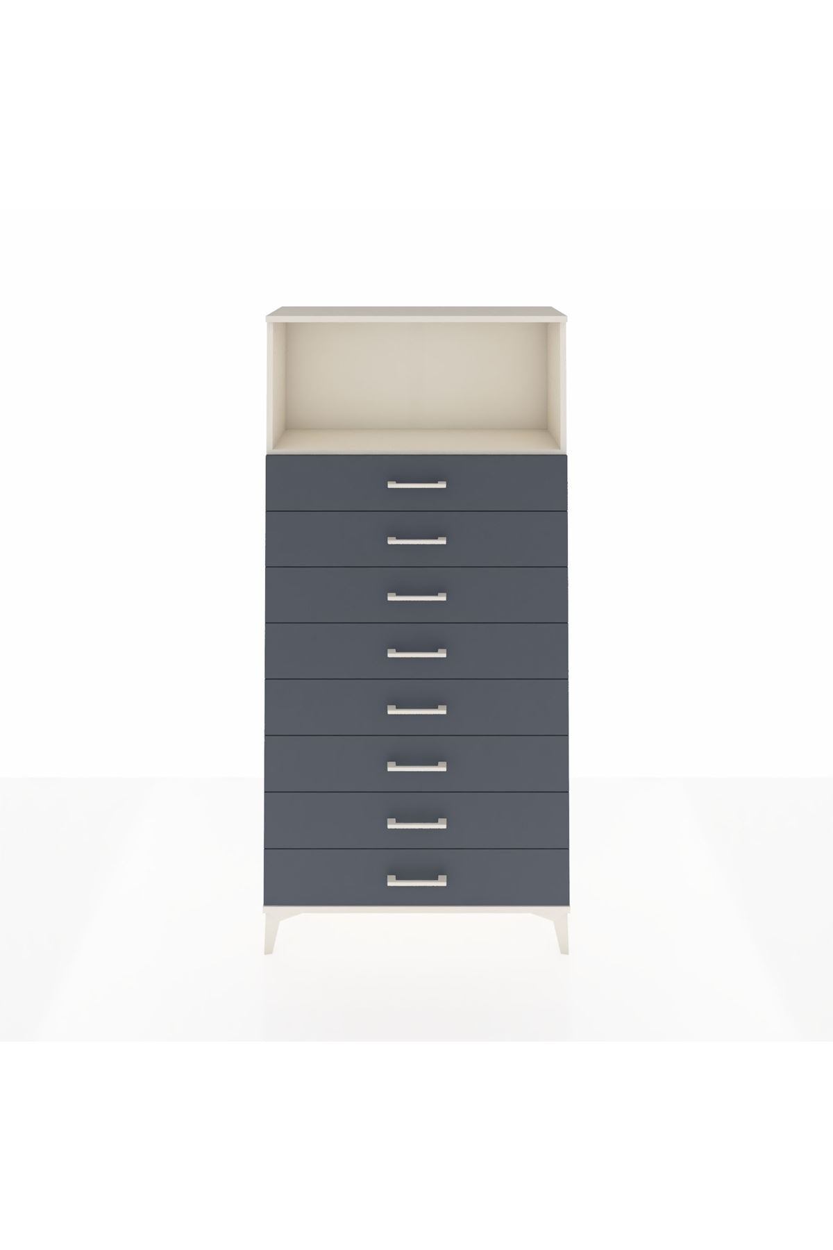 Arges Dolap Tek Raflı 8 Çekmeceli 88x30x182 Aytaşı-Antrasit