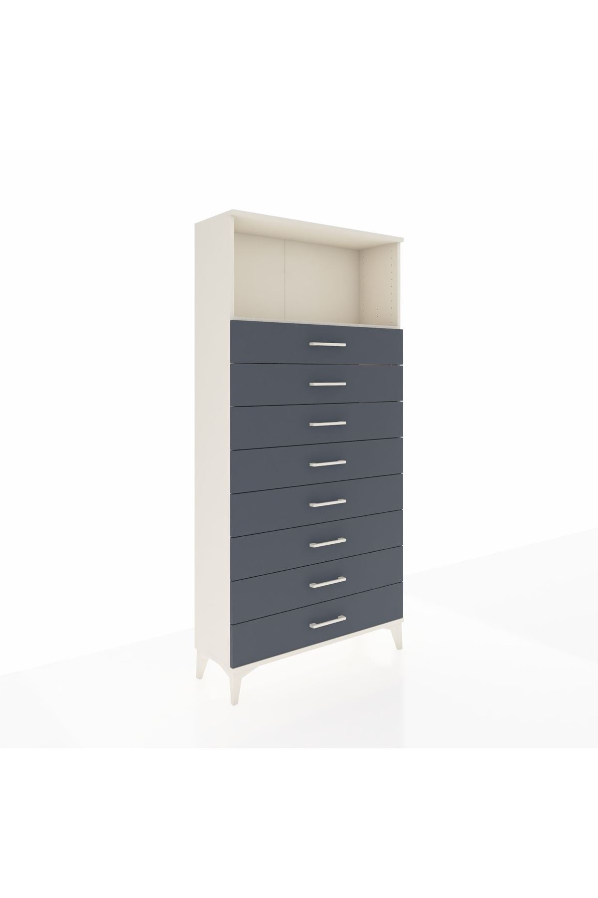 Arges Dolap Tek Raflı 8 Çekmeceli 88x30x182 Aytaşı-Antrasit