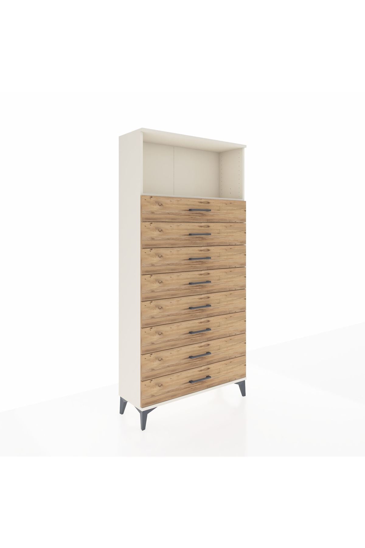 Arges Dolap Tek Raflı 8 Çekmeceli 88x30x182 Aytaşı-Çam