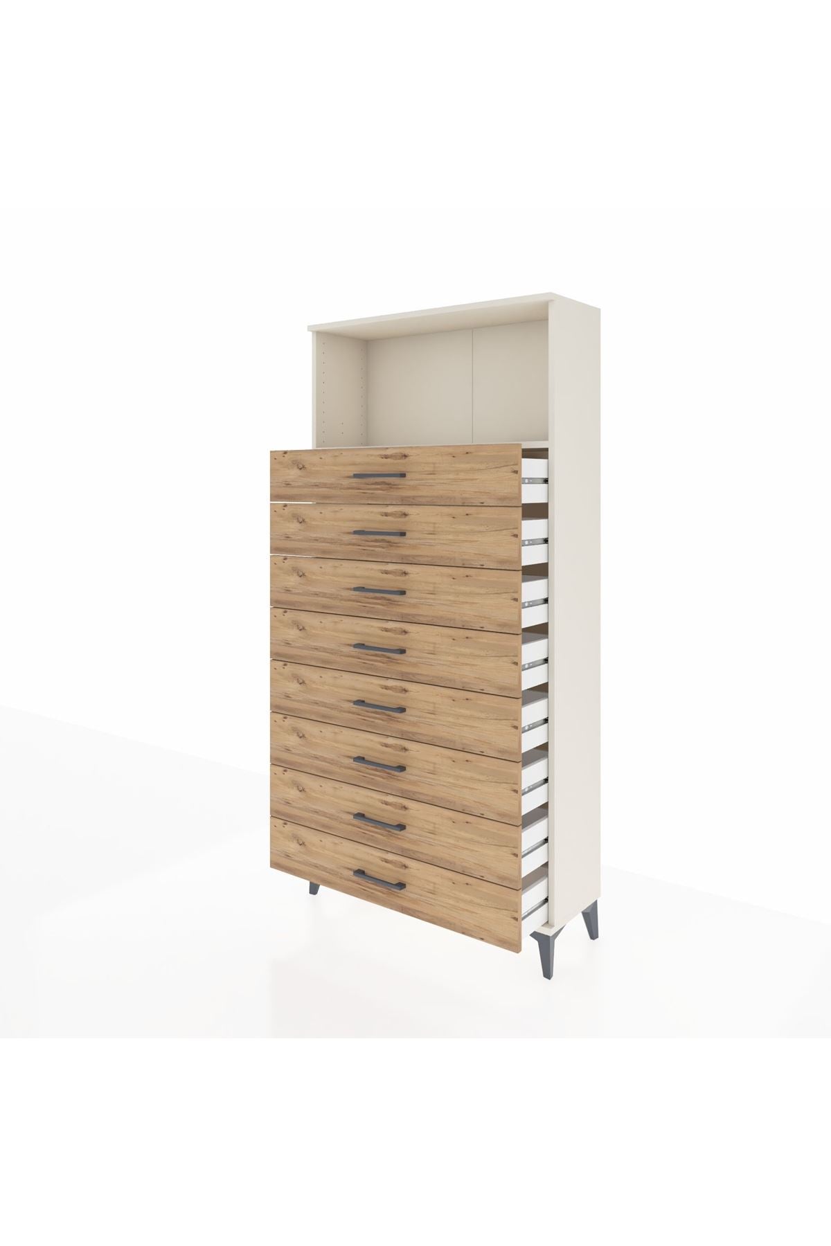 Arges Dolap Tek Raflı 8 Çekmeceli 88x30x182 Aytaşı-Çam