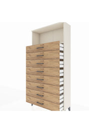 Arges Dolap Tek Raflı 8 Çekmeceli 88x30x182 Aytaşı-Çam