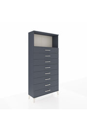 Arges Dolap Tek Raflı 8 Çekmeceli 88x30x182 Antrasit-Antrasit