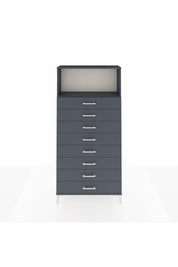 Arges Dolap Tek Raflı 8 Çekmeceli 88x30x182 Antrasit-Antrasit