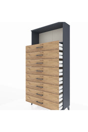 Arges Dolap Tek Raflı 8 Çekmeceli 88x30x182 Antrasit-Çam