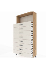 Arges Dolap Tek Raflı 8 Çekmeceli 88x30x182 Çam-Aytaşı