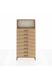Arges Dolap Tek Raflı 8 Çekmeceli 88x30x182 Çam-Çam