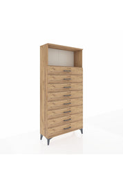 Arges Dolap Tek Raflı 8 Çekmeceli 88x30x182 Çam-Çam