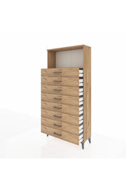 Arges Dolap Tek Raflı 8 Çekmeceli 88x30x182 Çam-Çam