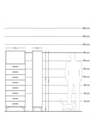 Arges Dolap Tek Raflı 8 Çekmeceli 88x30x182 Çam-Çam