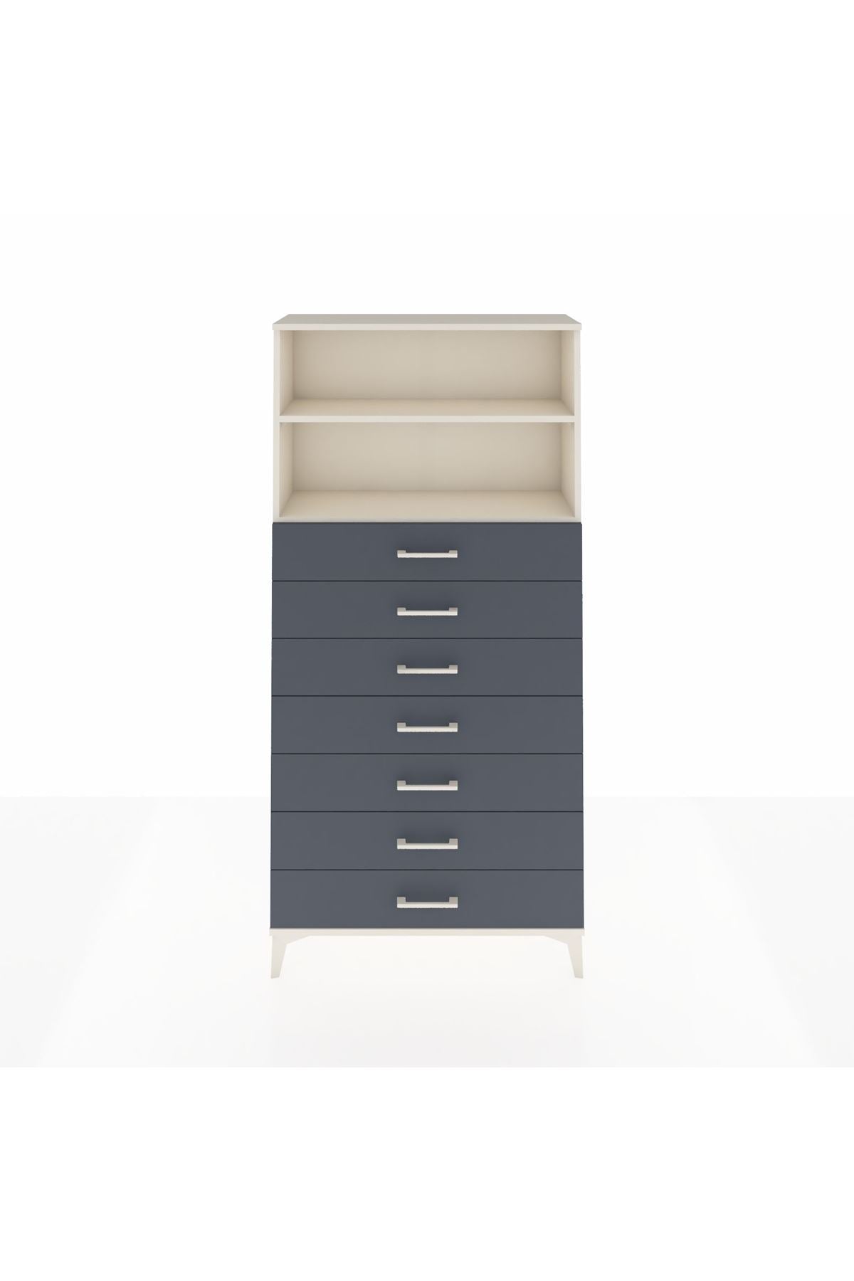 Arges Dolap 2 Raflı 7 Çekmeceli 88x30x182 Aytaşı-Antrasit