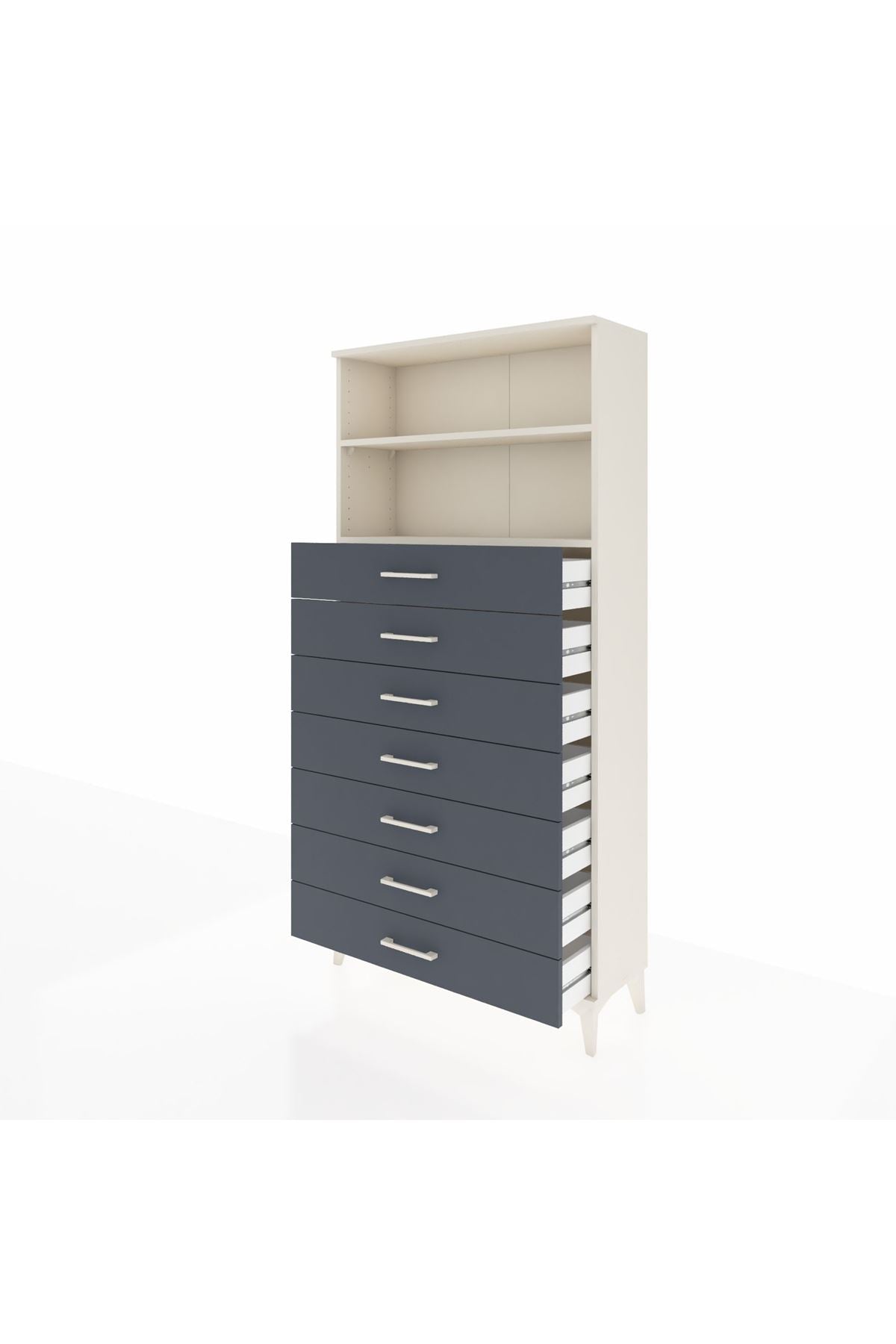 Arges Dolap 2 Raflı 7 Çekmeceli 88x30x182 Aytaşı-Antrasit