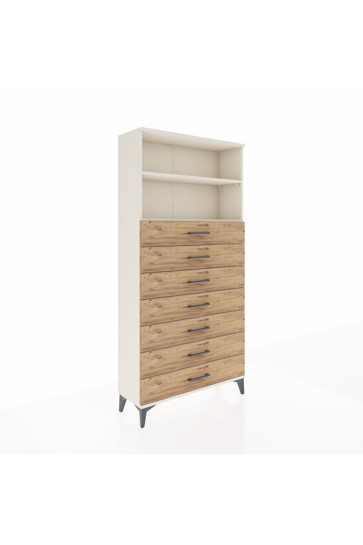 Arges Dolap 2 Raflı 7 Çekmeceli 88x30x182 Aytaşı-Çam