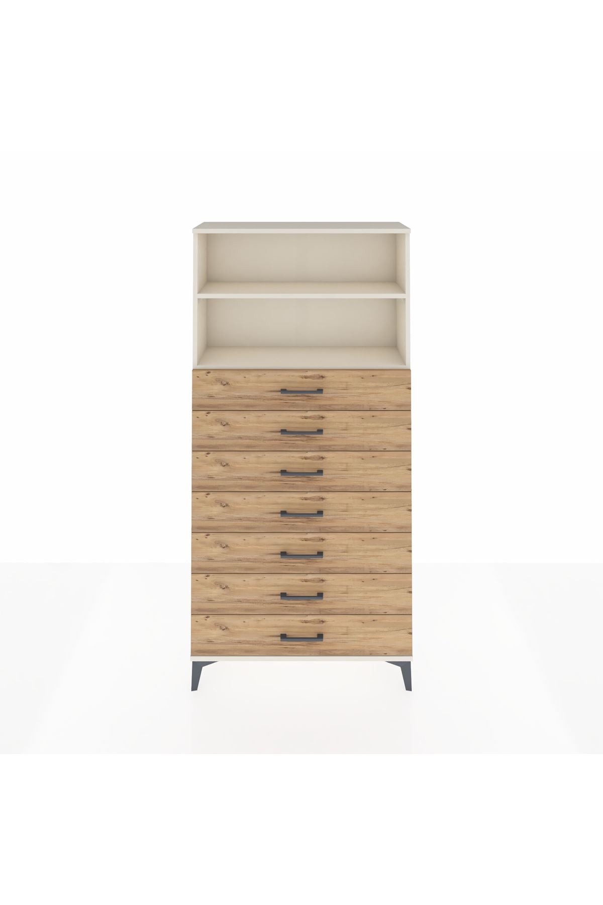 Arges Dolap 2 Raflı 7 Çekmeceli 88x30x182 Aytaşı-Çam