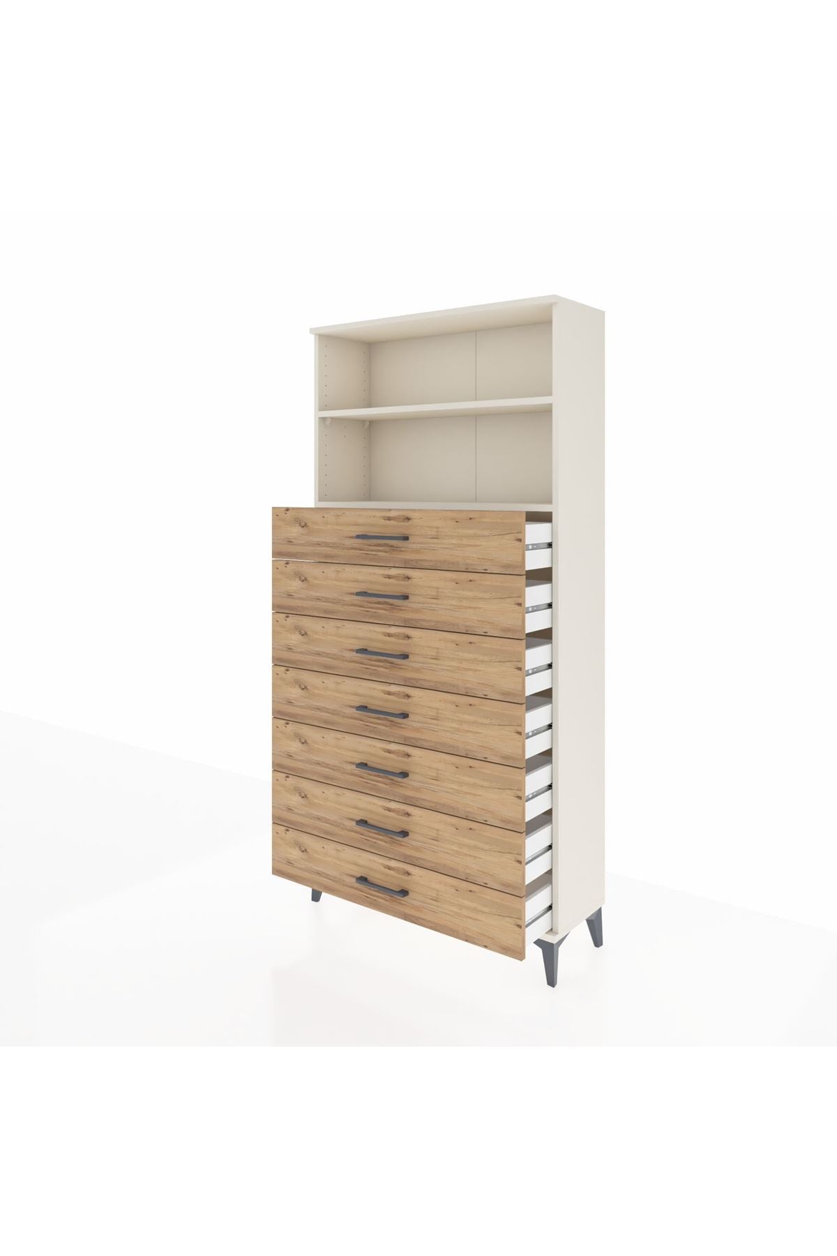 Arges Dolap 2 Raflı 7 Çekmeceli 88x30x182 Aytaşı-Çam