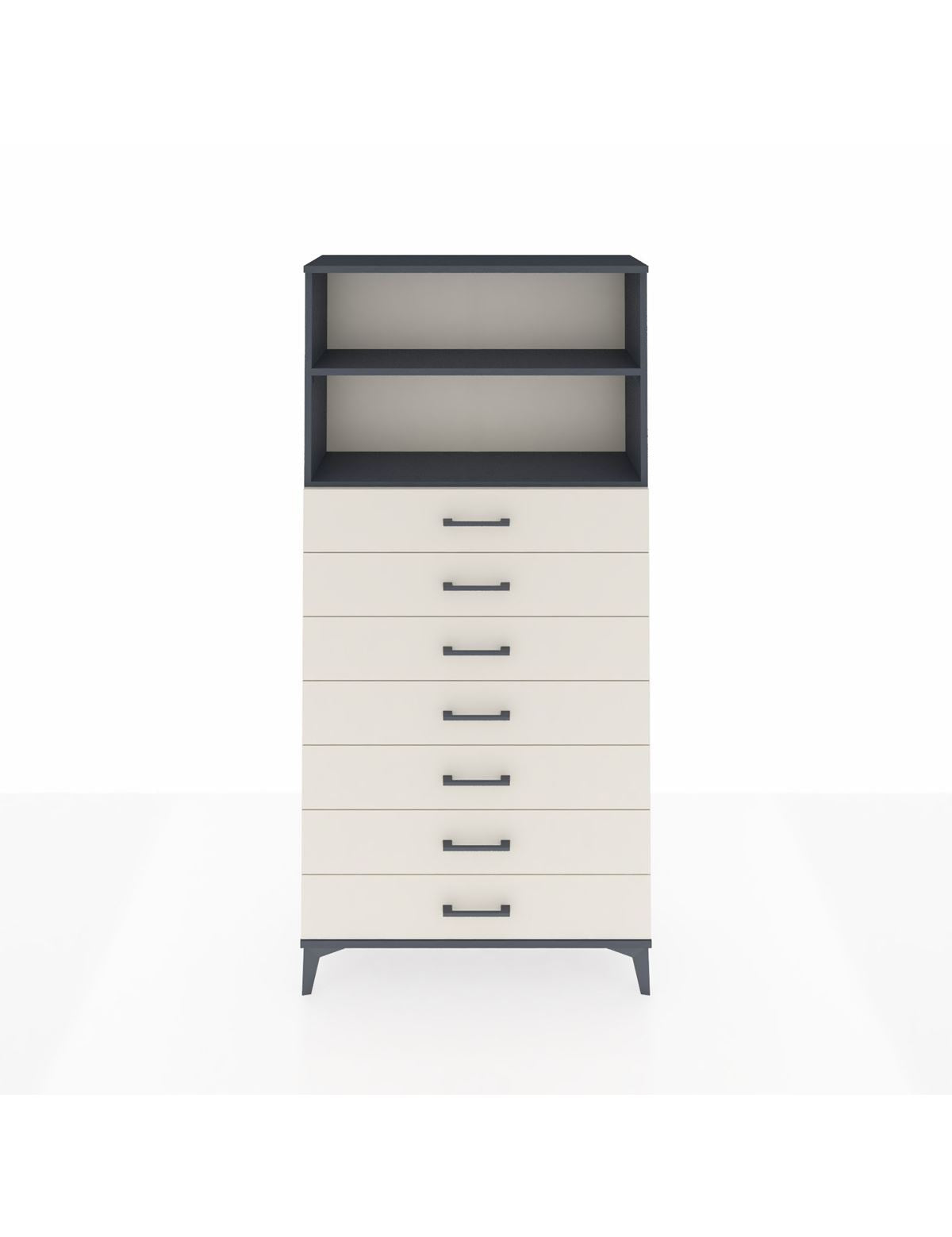 Arges Dolap 2 Raflı 7 Çekmeceli 88x30x182 Antrasit-Aytaşı