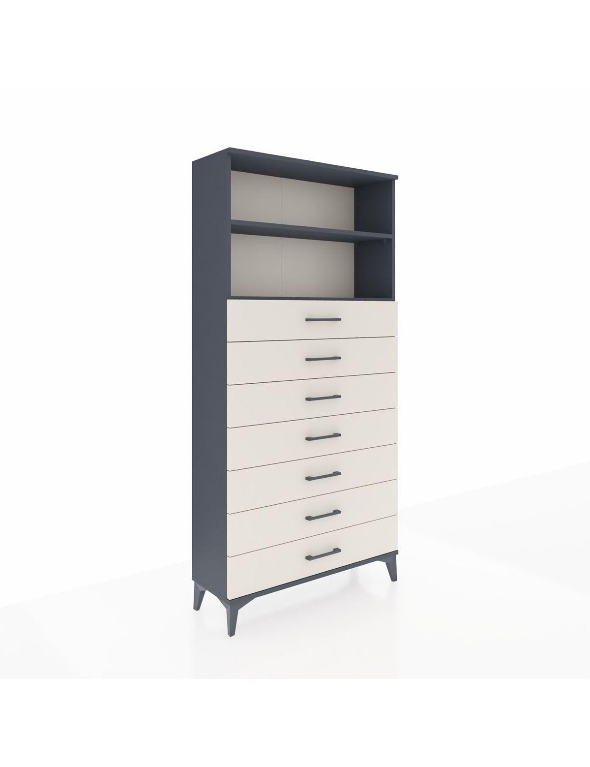 Arges Dolap 2 Raflı 7 Çekmeceli 88x30x182 Antrasit-Aytaşı