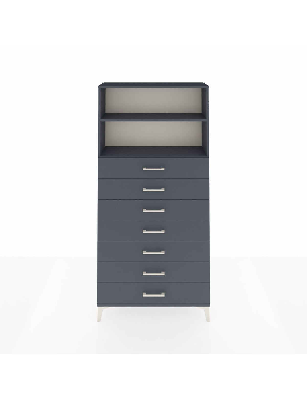 Arges Dolap 2 Raflı 7 Çekmeceli 88x30x182 Antrasit-Antrasit